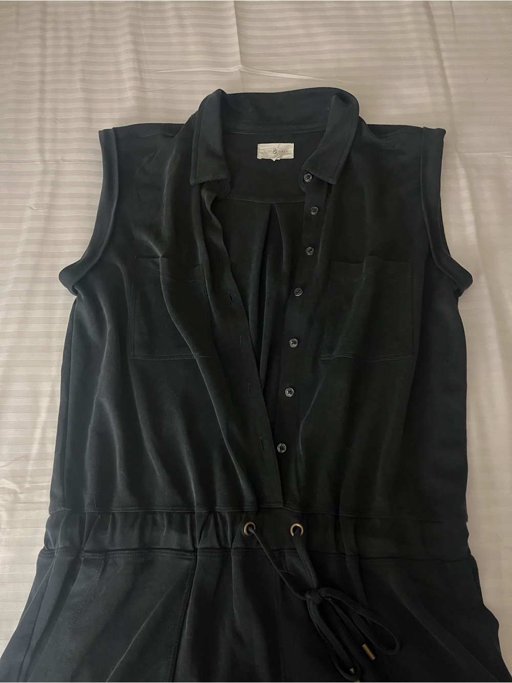 Lou & Grey Gray/Black Soft Short Sleeve Romper Medium - Picture 2 of 4